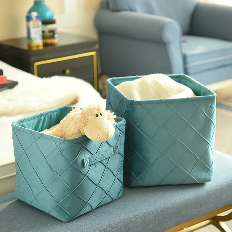 Cesta de terciopelo para guardar ropa, juguetes, organizar, contenedor, moderna, sencilla, de lujo, artística, para decoración de habitaciones.