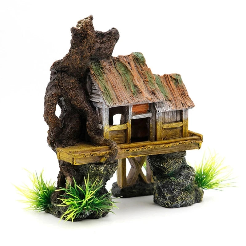Decoración de acuario, casa de reptiles con peces artificiales, refugio para pecera, paisajismo, adornos de resina para construcción.