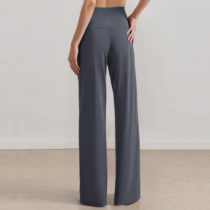 Pantalones de pierna ancha para mujer VITALINOVO, sin bolsillos, cintura alta, elásticos, holgados, tipo chándal, sensación de desnudez, informales, para estar en casa, yoga o entrenamiento, estilo palazzo.