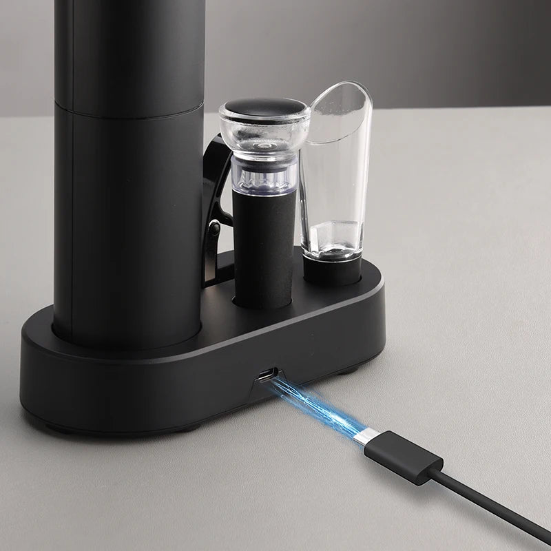 Abridor de botellas de vino eléctrico, sacacorchos automático para vino tinto con base de carga o batería, herramientas para vino, productos de cocina