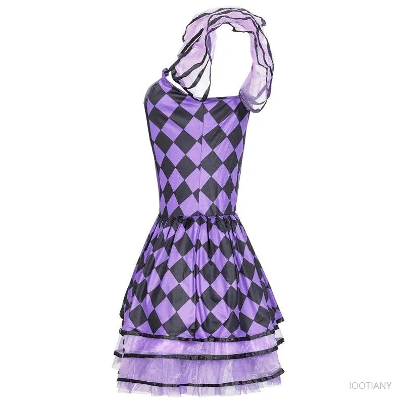 Halloween Carnival Performance Funny Naughty Purple Clown Costume Circus Horror Ghost Role Play Costume
