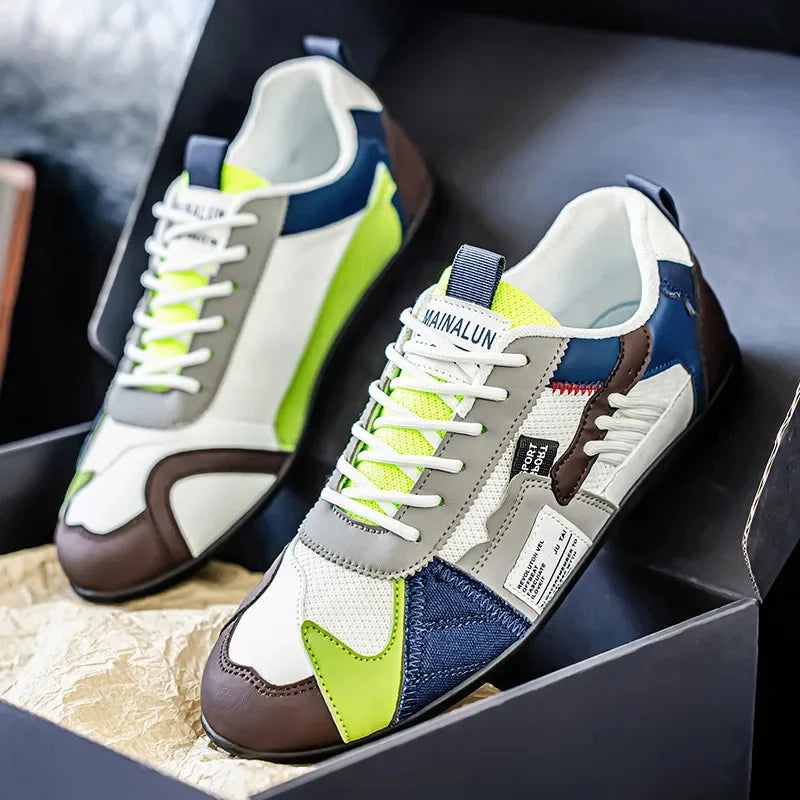 Zapatillas deportivas informales de gran tamaño para hombre, transpirables, versión mejorada, temporada de verano, estilo popular transfronterizo, planas, con cordones y hasta el tobillo.