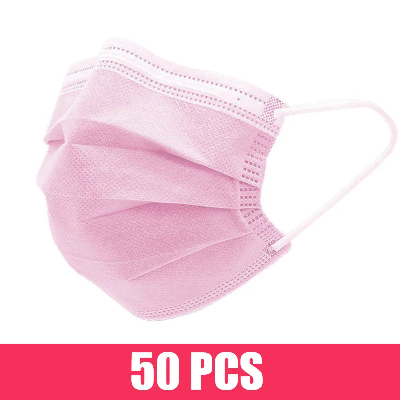 Mascarillas quirúrgicas desechables de 10 a 200 unidades, mascarillas faciales médicas de 3 capas con filtro, antipolvo, transpirables, con elásticos para las orejas, mascarillas bucales para adultos.