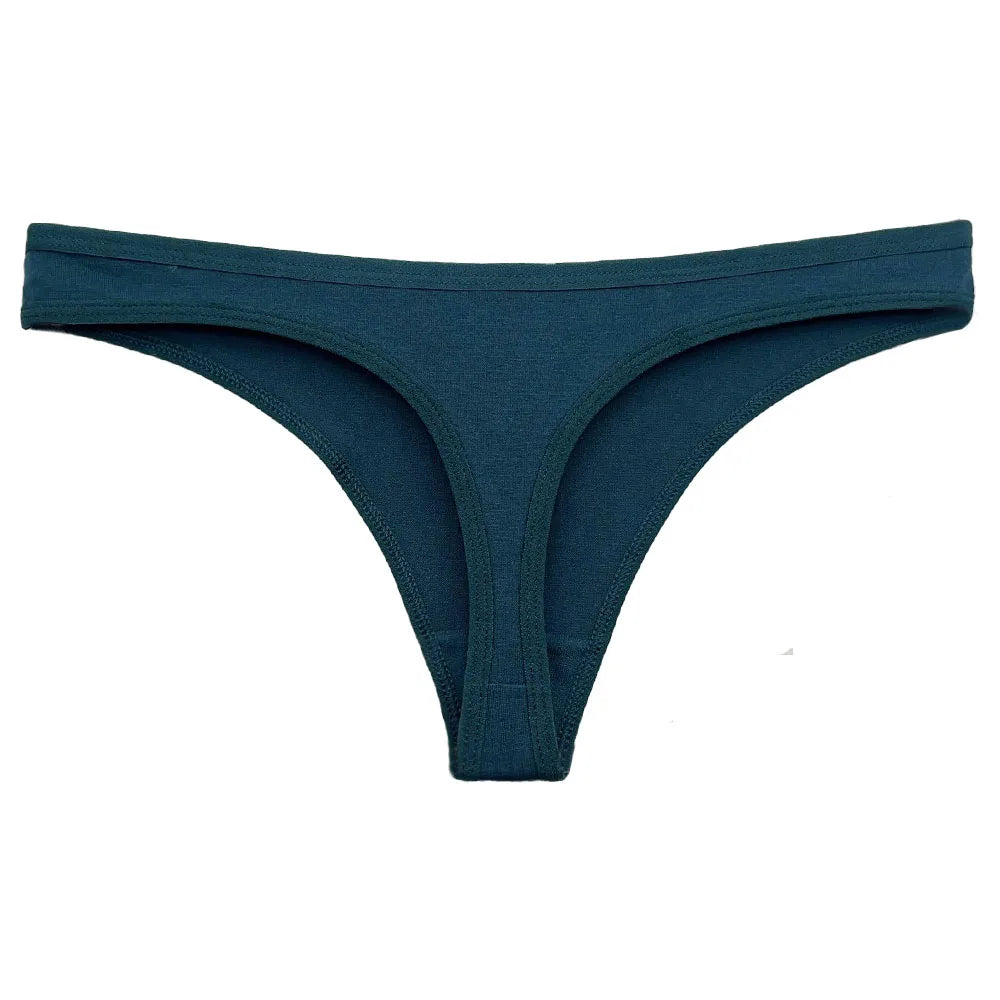 Conjunto de 5 bragas de algodón para mujer, tanga, ropa interior sexy, lencería femenina, bragas íntimas de color liso.