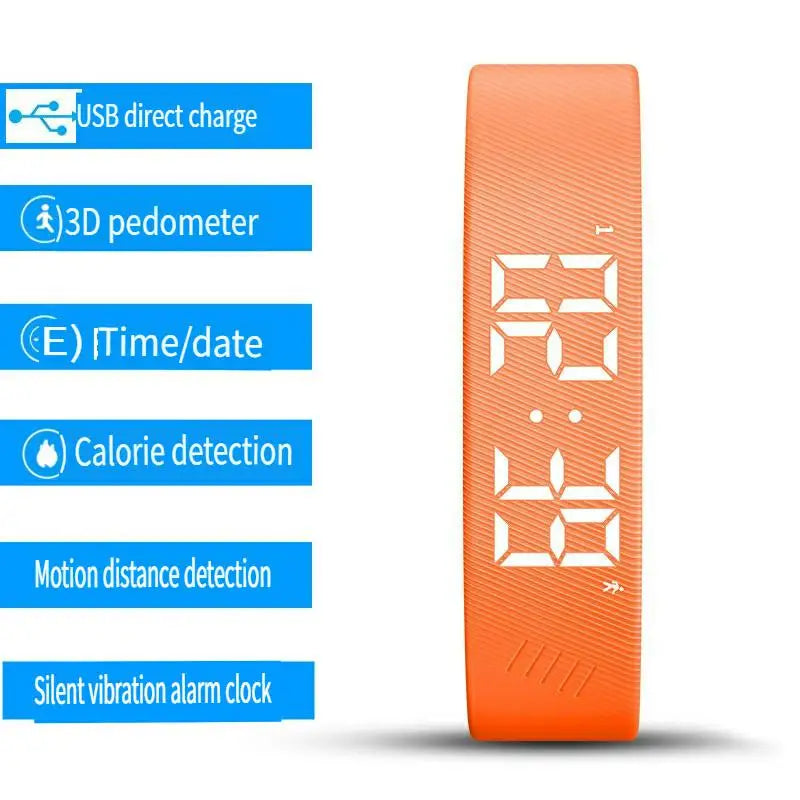 Pulsera inteligente LED digital resistente al agua, reloj inteligente con podómetro para correr, monitor, banda inteligente, alarma de vibración y recordatorio.