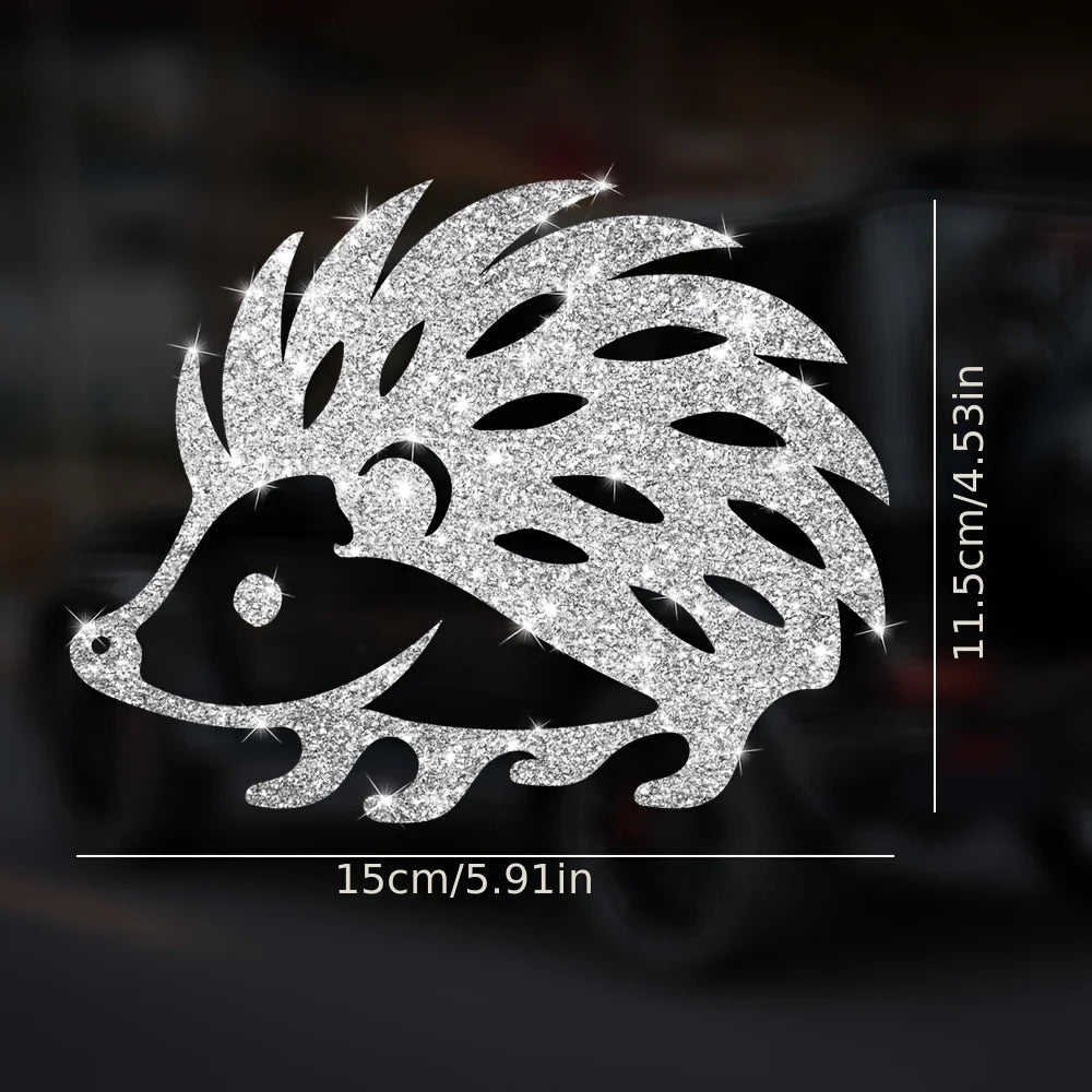 1 pieza de linda pegatina decorativa para coche de erizo con purpurina brillante, vinilo autoadhesivo para decoración de coche adecuada para coches, camiones
