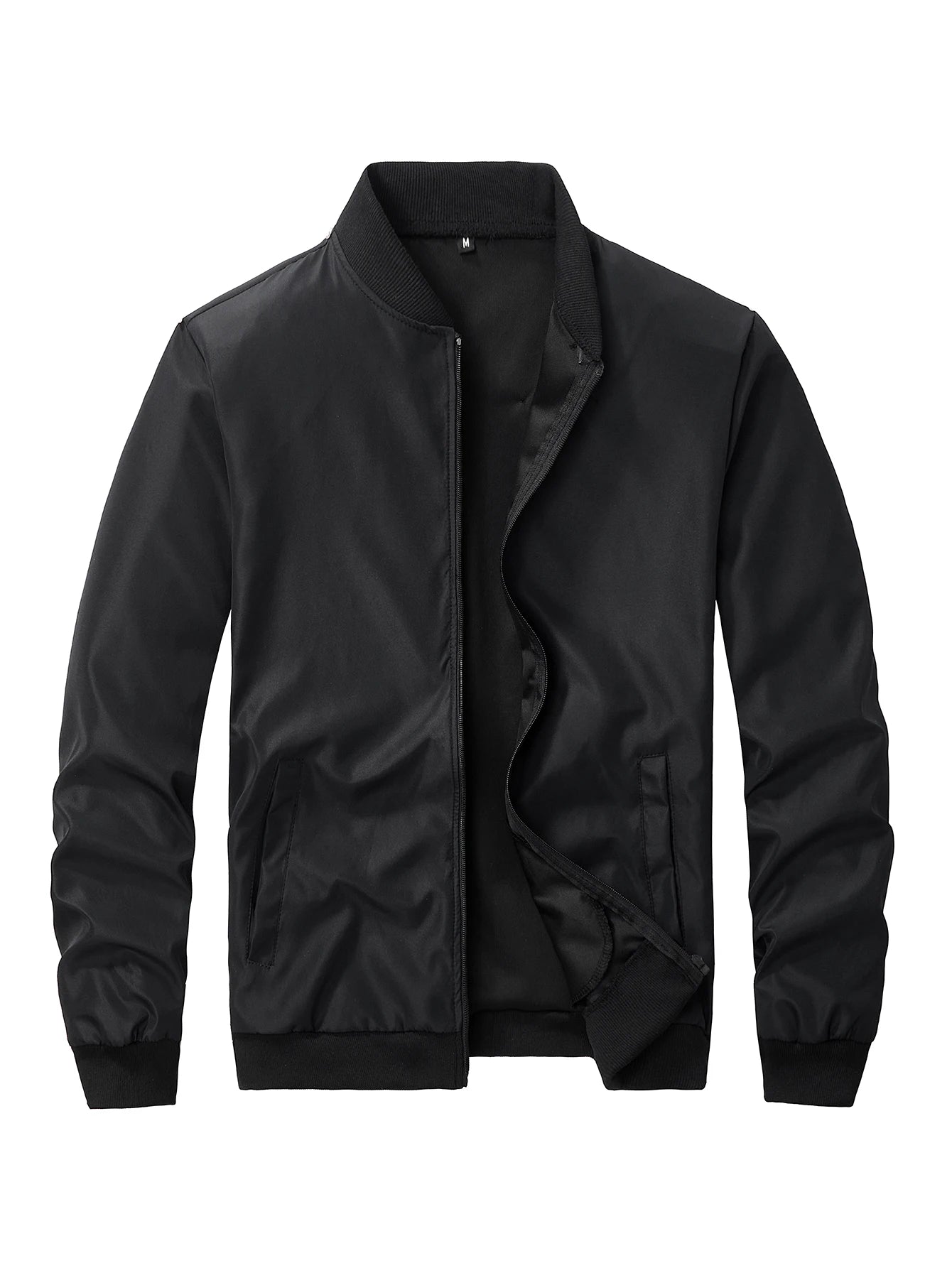 Chaqueta corta holgada de color liso con cuello de béisbol para hombre, abrigo fino informal de negocios, tendencia primavera-otoño 2024