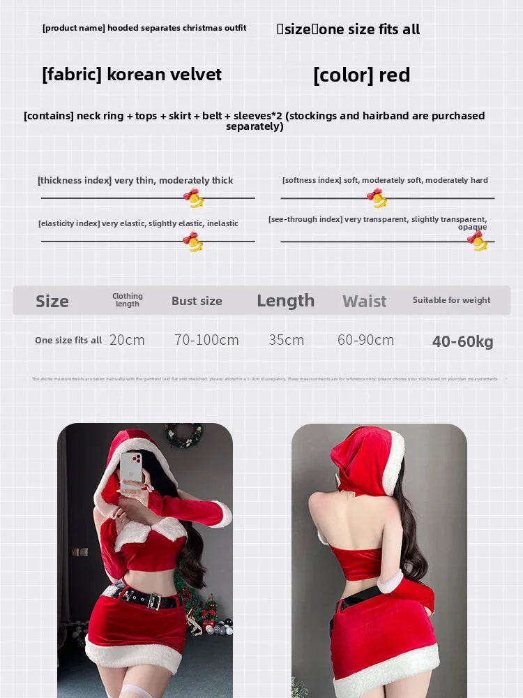 Christmas Party Dress Cos Costume Red New Year Uniform Sexy Rabbit Girl Uniform Role Outfit Sexy Nightdress Underwear