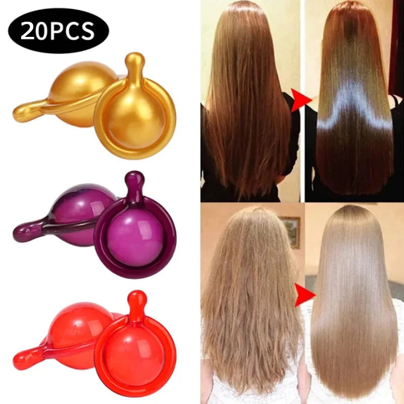 Cápsula de vitaminas para el cabello Aceite de queratina Restauración rápida Cuidado del cabello suave y brillante Nutrir Reparar el cabello dañado Tratamiento para la división Producto