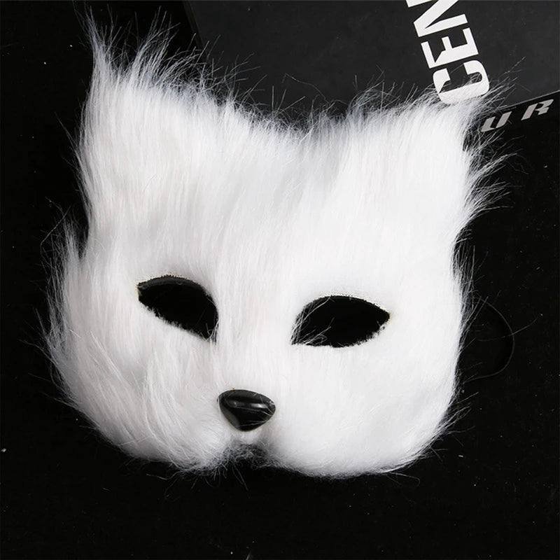 Halloween Cosplay Make-up Fox Shape Face Mask Carnival Stage Party Cartoon Cat Hair Mask Costume Props Sexy Lady Imitation Toy