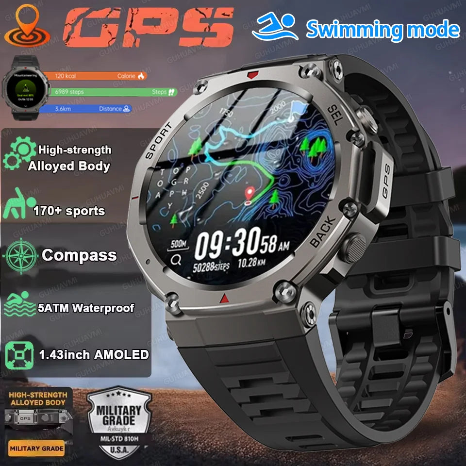 Reloj inteligente T-Rex 3 original con GPS, resistente al agua hasta 10 ATM, para hombre, con más de 170 modos deportivos y llamadas HD, compatible con relojes Huawei y Samsung 2025.