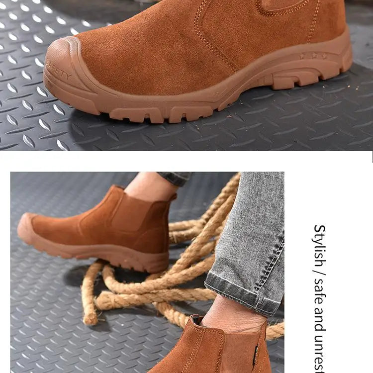 Anti Smashing And Anti Piercing Suede Safety Shoes Men's Steel Toe Cap Protection Work Shoes Fashion Scarpe Antinfortunistiche
