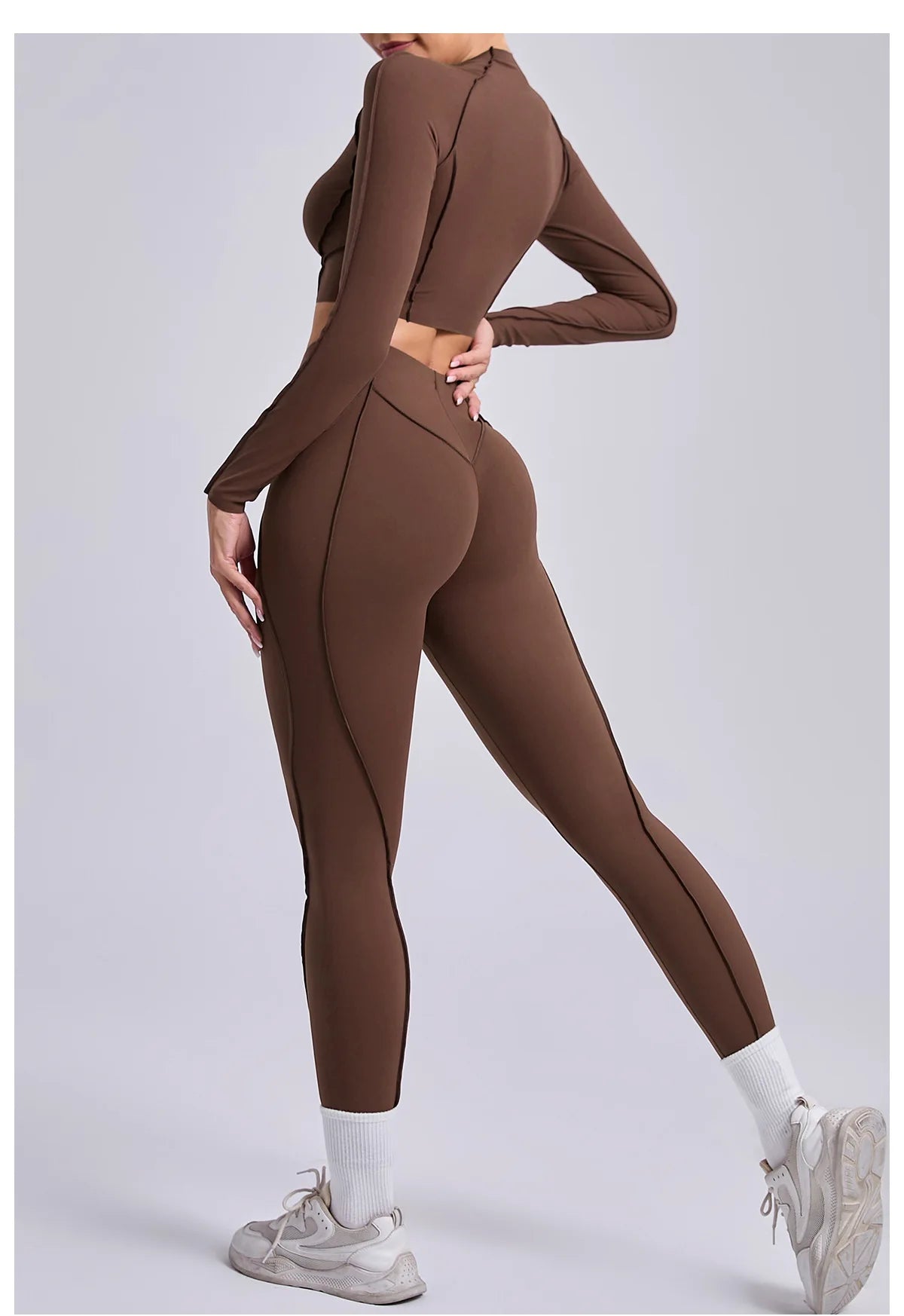 Yoga Set Workout Tracksuits 2 Pieces Gym Clothes Sportswear Yoga Suits For Women Fitness Set Sports Long Sleeved Gym Leggings