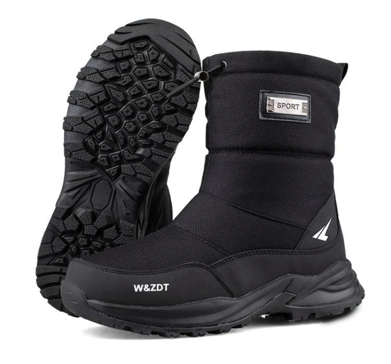 Botas de nieve altas antideslizantes para hombre, para deportes al aire libre, estilo noreste, gruesas, cálidas e informales, de algodón, con terciopelo impermeable.