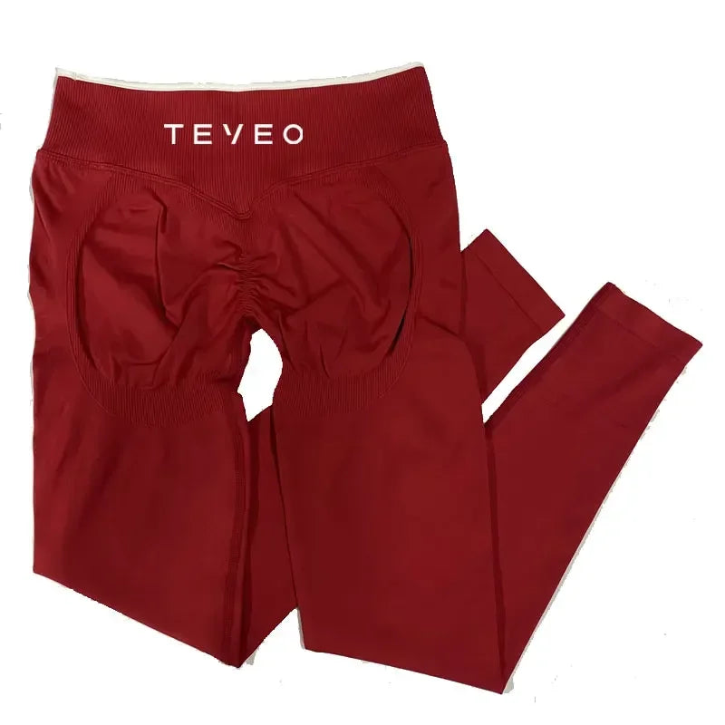 TEVEO - Pantalones cortos deportivos de yoga para mujer, pantalones deportivos elásticos para fitness y ciclismo, conjunto de sujetador de yoga corto Ignite Sculpt Scrunch, leggings