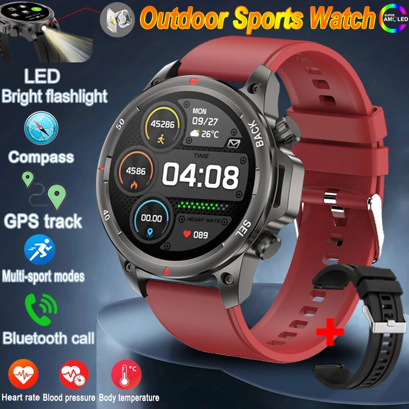 Reloj inteligente deportivo para exteriores Xiaomi, con GPS, linterna, brújula, Bluetooth, llamadas, control del ritmo cardíaco, NFC, resistente al agua, 2025