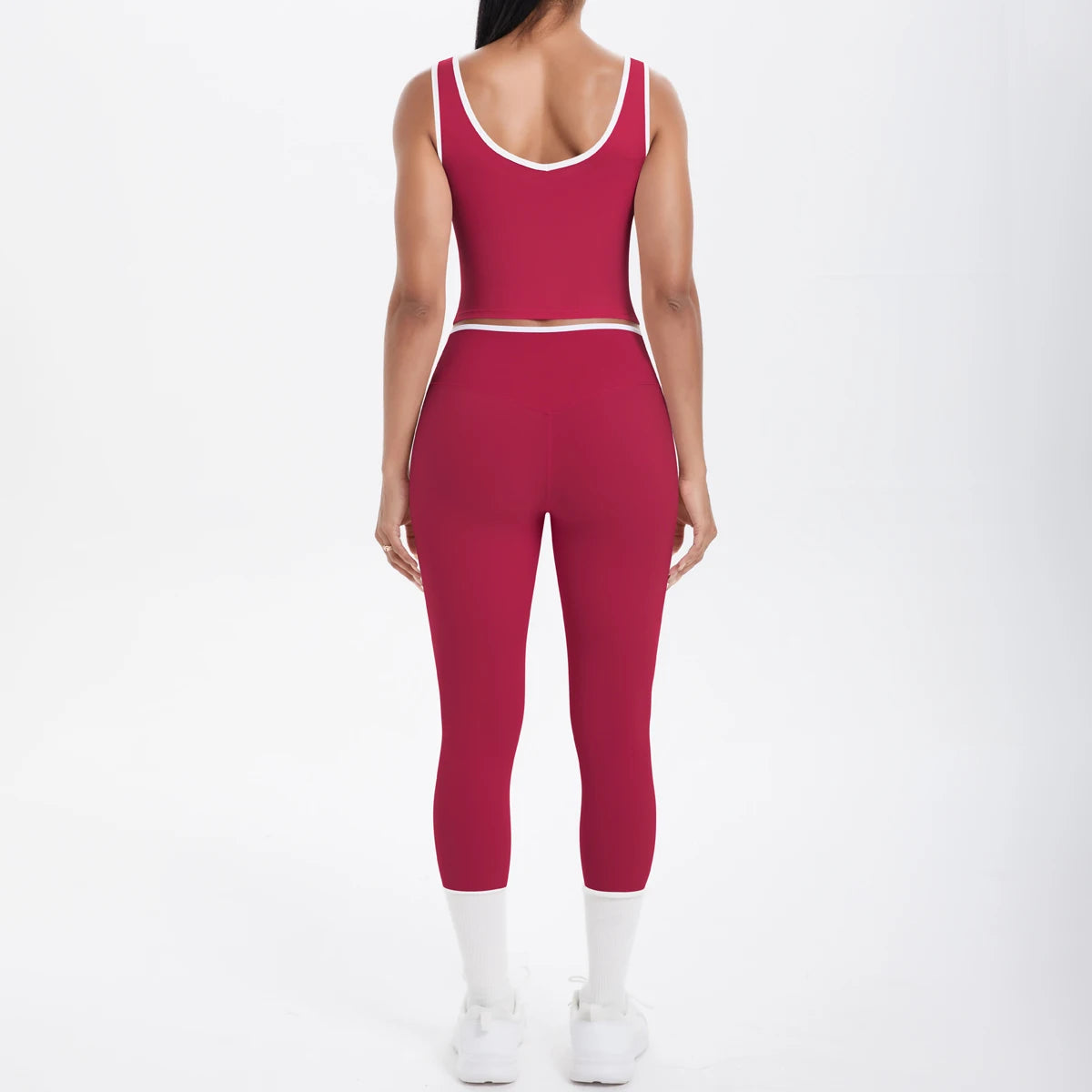 Conjunto de 2 piezas de pantalones de yoga con espalda descubierta y leggings para correr, de cintura alta, con estampado de melocotón y glúteos, para fitness y deportes.