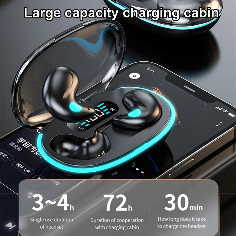 Mini auriculares invisibles para dormir TWS inalámbricos Bluetooth 5.3 con reducción de ruido oculta, auriculares estéreo deportivos