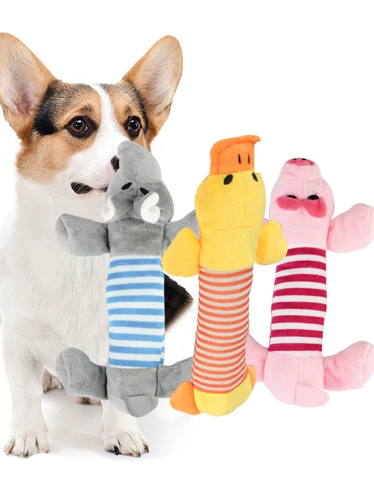 Apto para todas las mascotas, juguetes de lana para perros y gatos, populares muñecos con sonido chirriante para masticar, elefante, pato, cerdo, divertidos juguetes de peluche para mascotas.