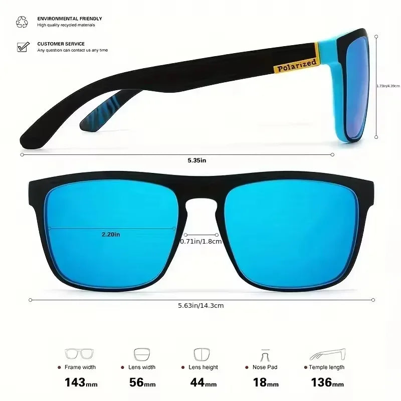 Gafas de sol deportivas de moda, polarizadas, con protección UV, personalizadas, con montura cuadrada de metal, para hombre y mujer, con protección UV400.