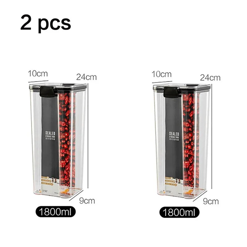 Juego de contenedores de alimentos para mascotas, caja de almacenamiento de 460-1800 ml, transparente, apilable, para cocina, seco, para espaguetis y fideos, recipientes sellados.
