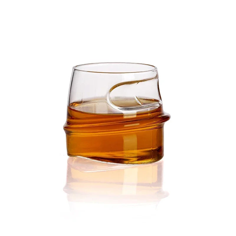 1 vaso de whisky de lujo creativo para el hogar - Vaso de whisky antiguo con reposapuros dentado de 12,85 oz