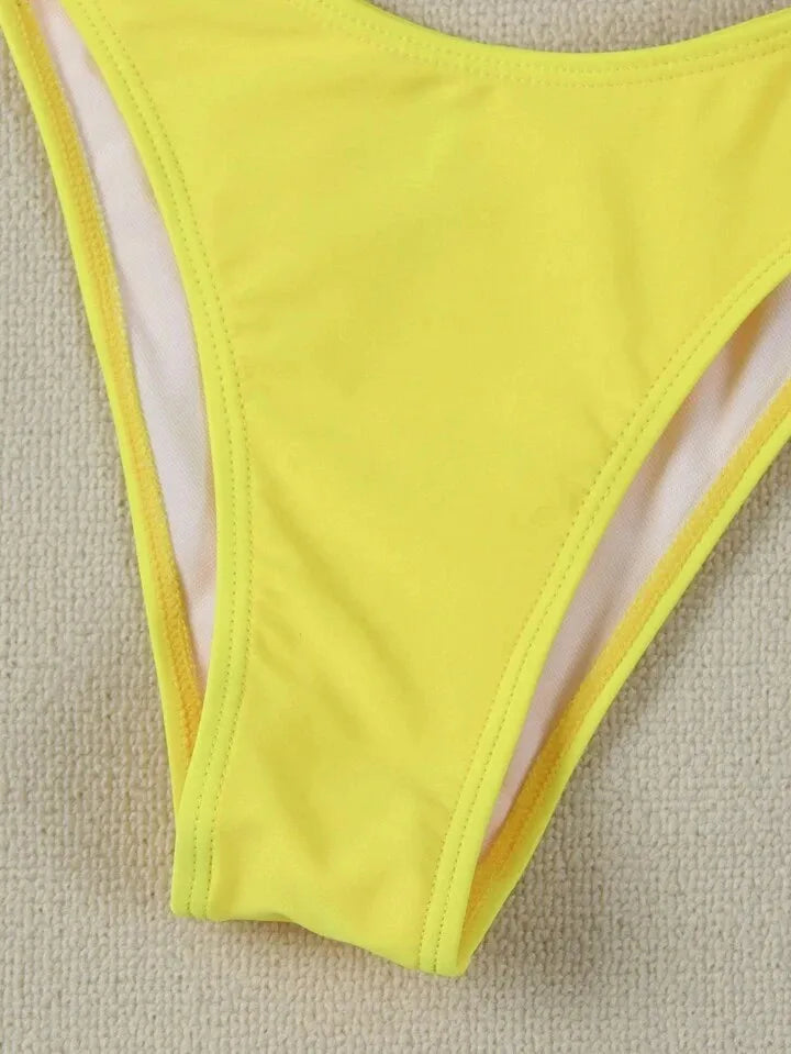 Conjuntos de bikini sin tirantes para mujer, traje de baño de dos piezas con efecto push up, bañadores sexys de color liso, ropa de playa sin espalda para mujer