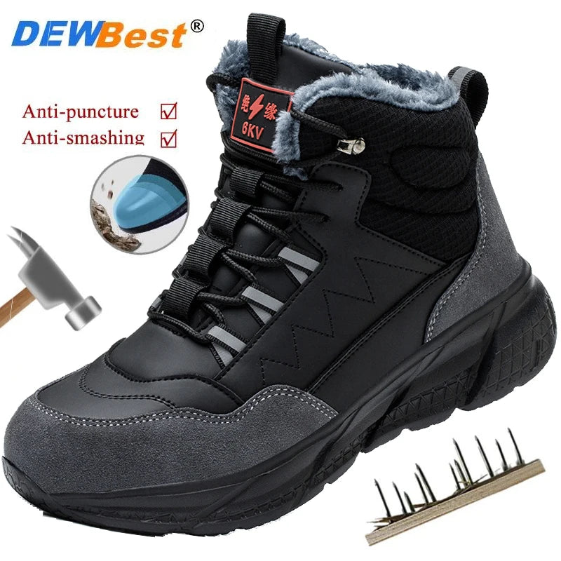 Zapatos de seguridad para electricistas, aislantes de 6 kV, antiaplastamiento y antiperforación, calzado de seguridad para hombres, para obras de construcción, zapatos de algodón.