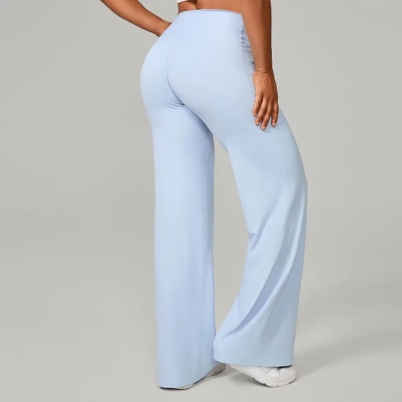 Pantalones de yoga rectos de pierna ancha para mujer, nuevos pantalones de pilates, pantalones deportivos ajustados que realzan la cadera, pantalones casuales para correr al aire libre, pantalones de fitness.