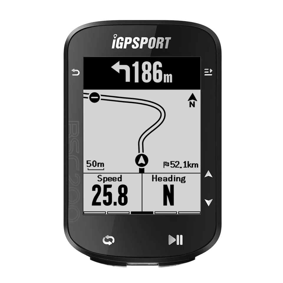 Ciclocomputador GPS IGPSPORT BSC200 con odómetro y velocímetro inalámbrico, navegación de ruta, ANT+, Bluetooth 5.0 y accesorios.