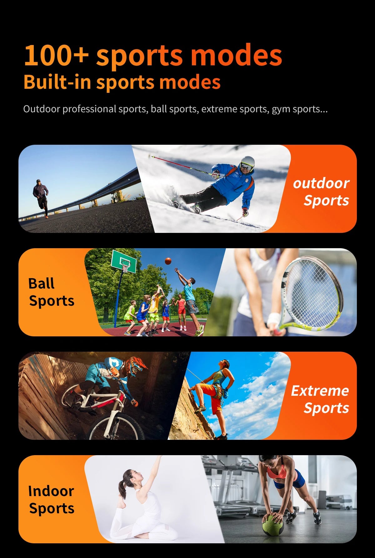 Reloj inteligente de 2,01 pulgadas para hombre y mujer, con linterna LED, control del ritmo cardíaco, para deportes al aire libre y fitness, resistente al agua