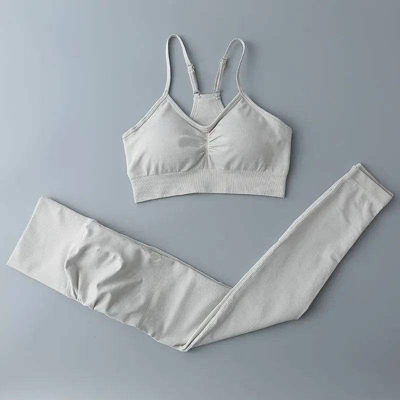 Conjunto deportivo para mujer, top deportivo, leggings de yoga, sujetador deportivo, leggings sin costuras para realce de glúteos.