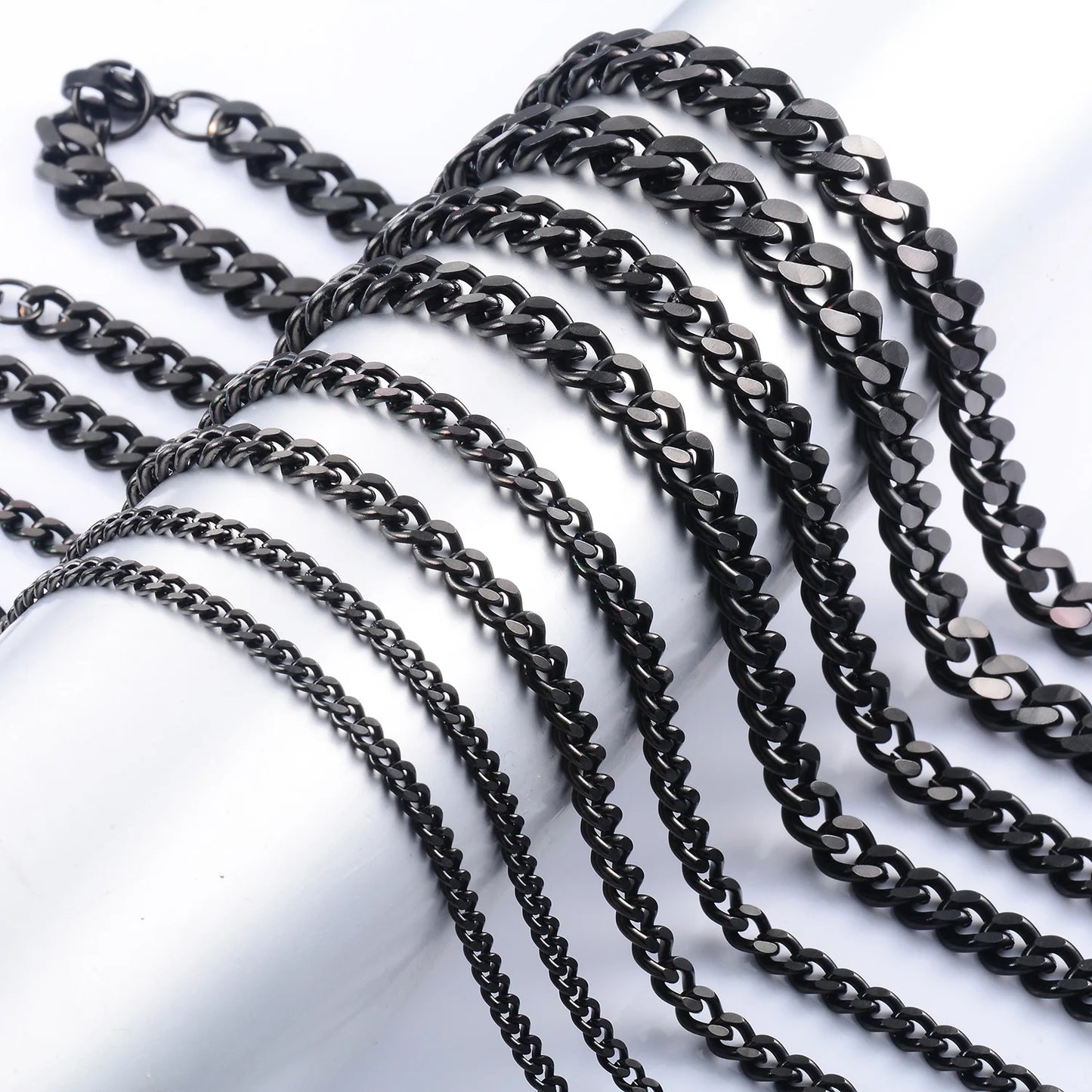 Gargantilla punk básica de color negro, cadena de eslabones cubanos de acero inoxidable, collar de eslabones de metal sólido, joyería para hombres y mujeres, regalo