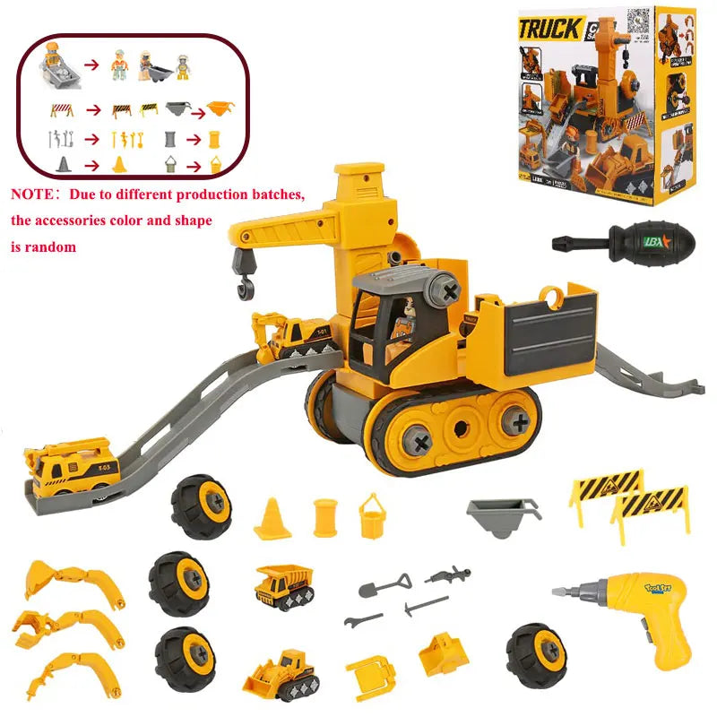 Vehículo de ingeniería para niños, taladro eléctrico, herramientas, juguetes, juegos educativos ensamblados, herramientas para niños, regalo de construcción con tuercas