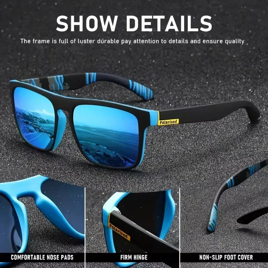 Gafas de sol deportivas de moda, polarizadas, con protección UV, personalizadas, con montura cuadrada de metal, para hombre y mujer, con protección UV400.