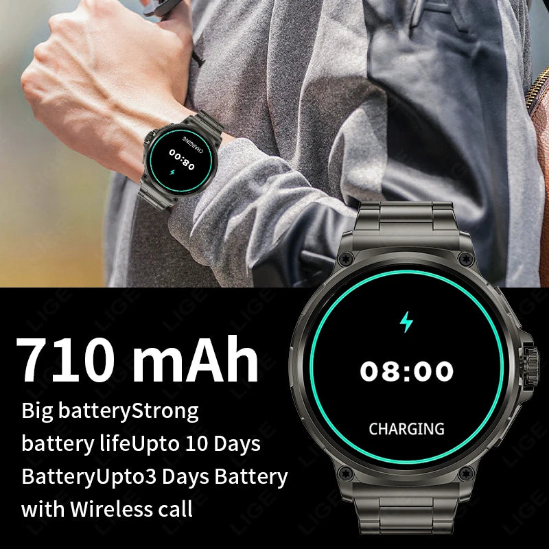 Reloj inteligente Ultra HD de 1,85 pulgadas para hombre, con GPS, pulsera deportiva para exteriores, batería grande de 710 mAh, reloj de seguimiento de actividad física para Android e iOS.