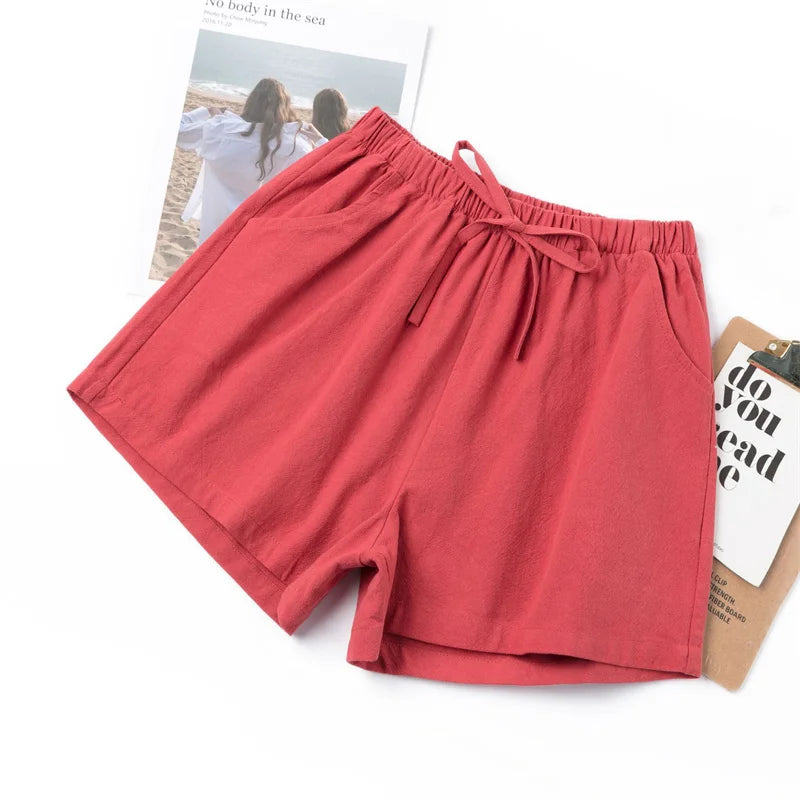 Pantalones cortos de verano para mujer, informales, de cintura alta, para adolescentes y niñas, transpirables, para correr y playa