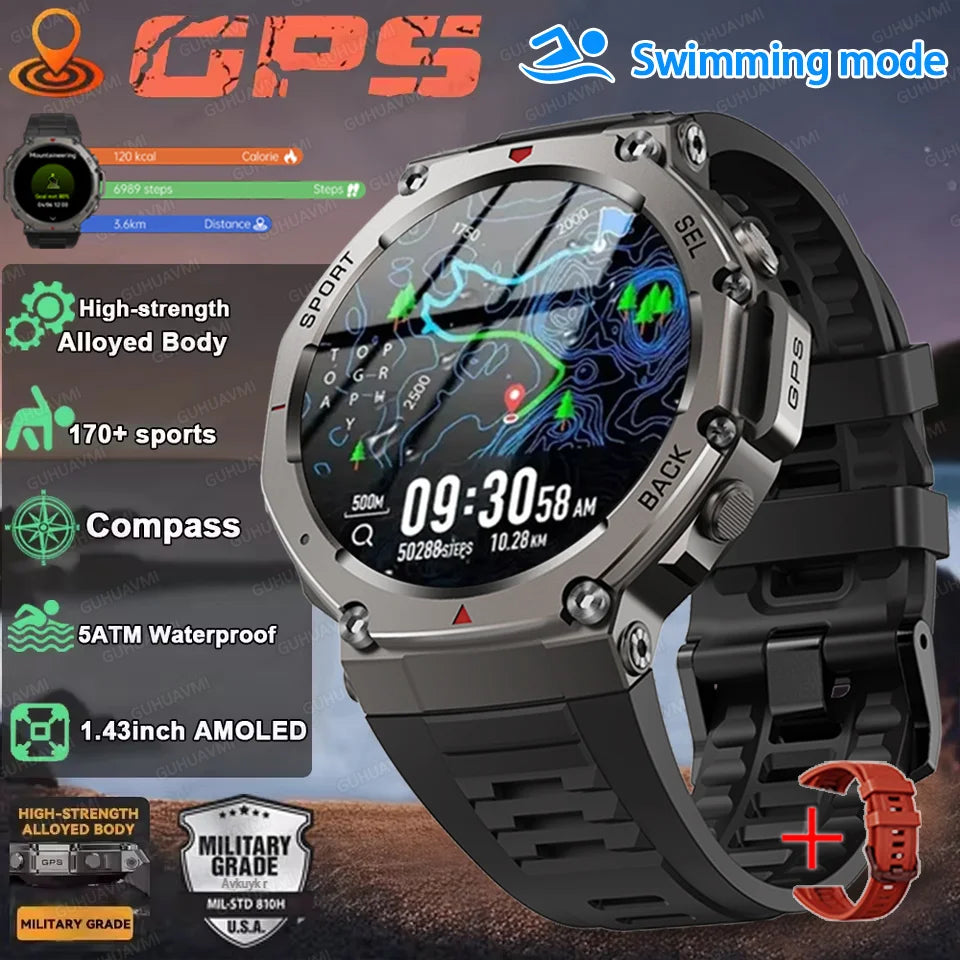 Reloj inteligente T-Rex 3 original con GPS, resistente al agua hasta 10 ATM, para hombre, con más de 170 modos deportivos y llamadas HD, compatible con relojes Huawei y Samsung 2025.