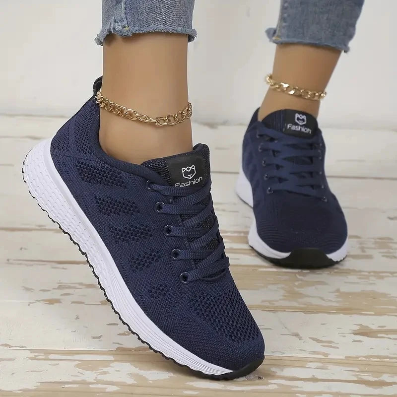 Zapatillas deportivas informales para mujer, de malla, transpirables, con plataforma, para baloncesto