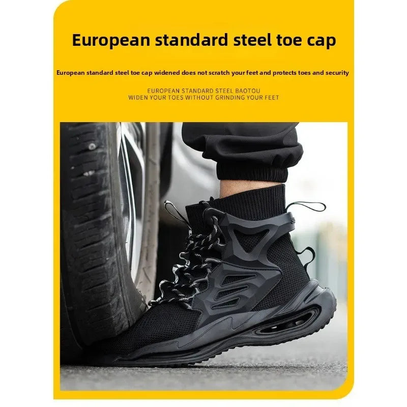 Tall Men's Anti Smashing and Anti Piercing Steel Toe Protective Safety Shoes Lightweight and Breathable Wear Resistant Durable