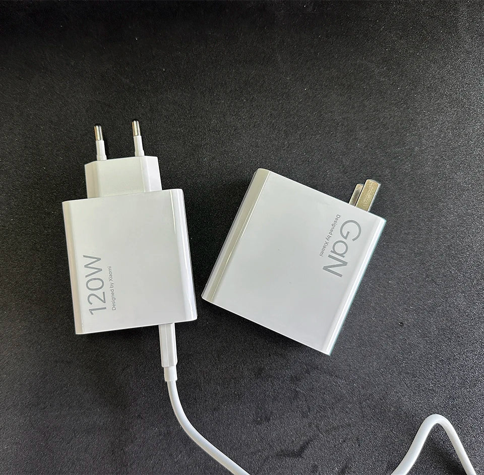 Cargador original Xiaomi de 120 W con conector tipo C y carga rápida GaN. Compatible con Xiaomi Mi 17, 14 Pro, 13t, Poco F7 Ultra, F4 GT y Redmi Note 13 Pro+.