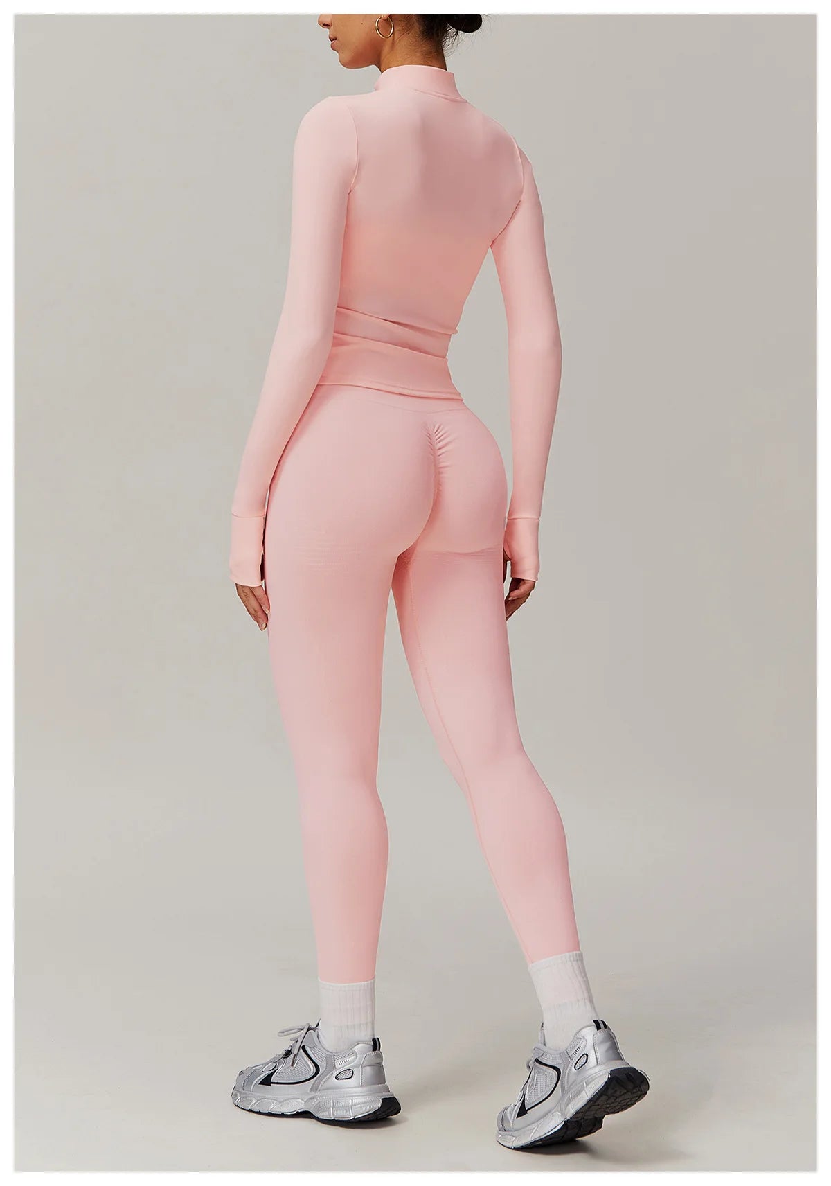 Conjunto deportivo de 2 piezas para mujer, chándal para correr, entrenamiento, con cremallera, pantalones cortos de manga larga, ropa de yoga, ropa deportiva