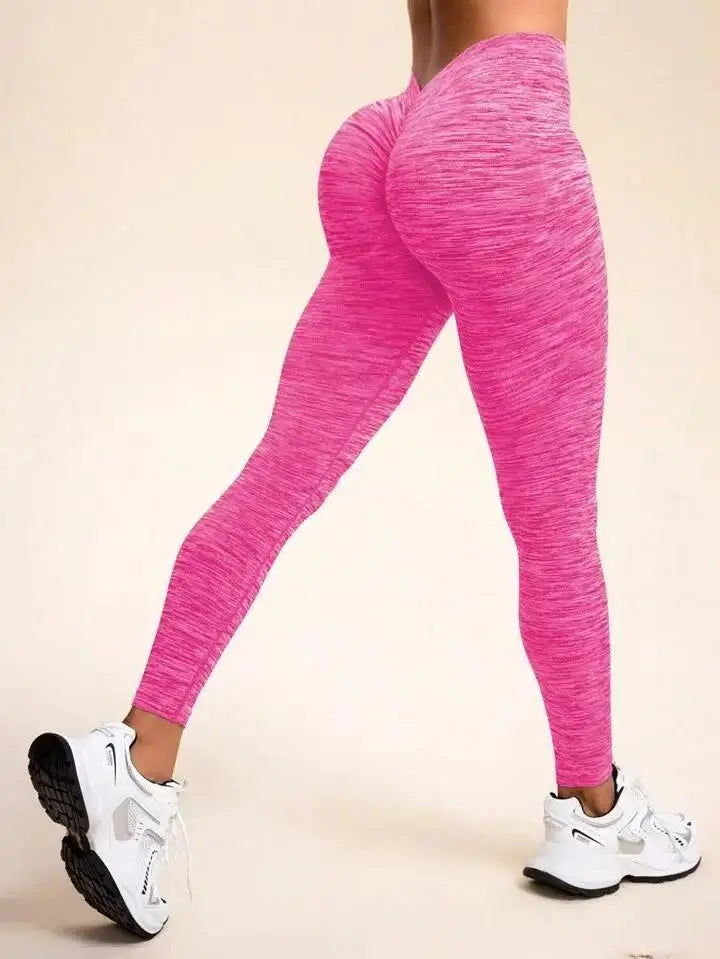 Leggings de nailon para gimnasio, yoga, espalda en V, efecto push-up en glúteos, ciclismo, fitness, ropa deportiva para entrenamiento.