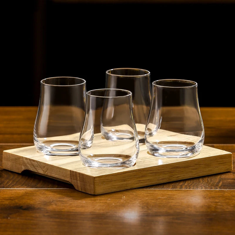 Vasos de whisky Old Fashioned redondos, transparentes, con forma de huevo y bandeja de madera, vasos de whisky, cristalería para bar de bourbon