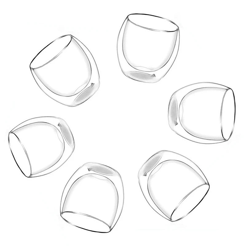1-6 tazas de té de vidrio de doble pared transparente, hechas a mano, resistentes al calor, para bebidas saludables, café, leche, vasos de chupito aislados, regalo, 80-650 ml