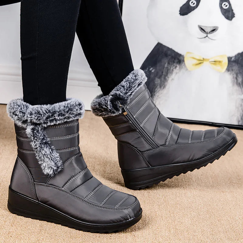 Botas de nieve para mujer, zapatos sólidos para mujer, zapatos impermeables para mujer, botines nuevos, botas planas para mujer, zapatos de invierno para mujer, botas