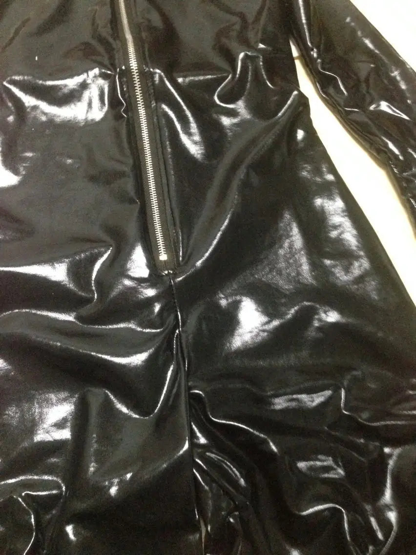 Sexy Cat Womens Jumpsuit Zentai Suit Fancy Dress Shiny Black Wetlook Leather Cat Catsuit Halloween Costumes For Women
