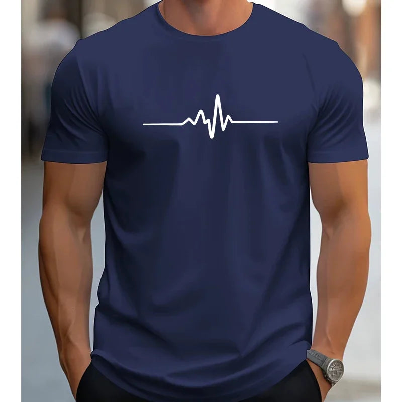 Camiseta deportiva informal de manga corta con cuello redondo y estampado gráfico creativo de talla holgada de verano 100 % algodón para hombre 2025