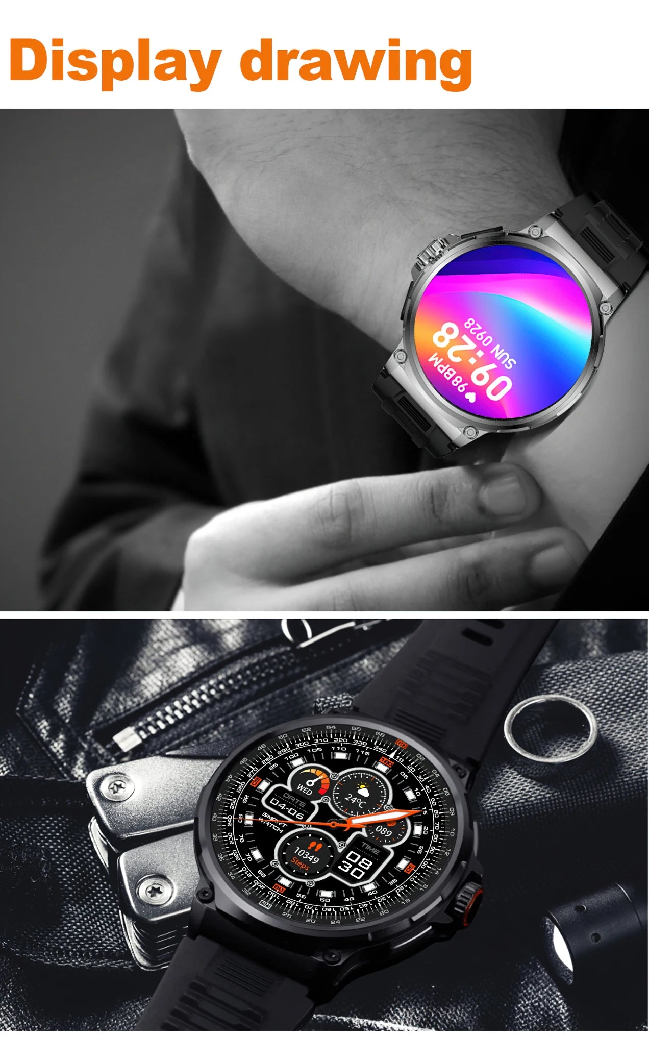 Reloj inteligente Ultra HD de 1,85 pulgadas para hombre, con GPS, pulsera deportiva para exteriores, batería grande de 710 mAh, reloj de seguimiento de actividad física para Android e iOS.