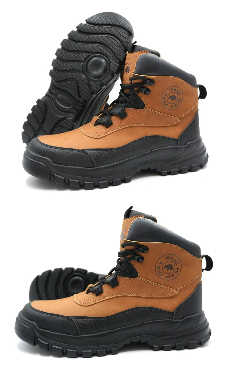 Nuevos zapatos de seguridad de moda, de caña alta, antiaplastamiento y antiperforación, con puntera de acero, resistentes al desgaste, para trabajo, calzado de protección para hombre.